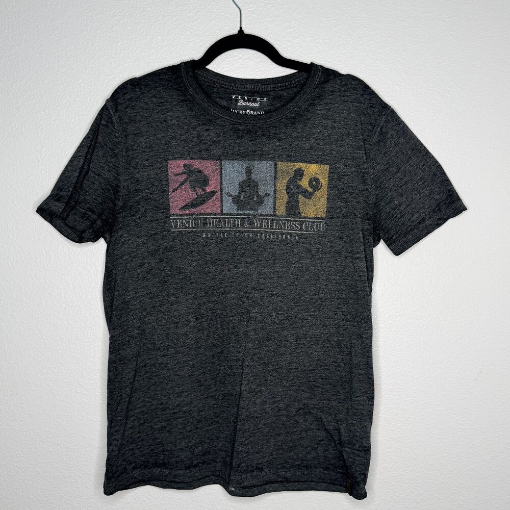 Lucky Brand Venice Burnout Graphic T-Shirt — Men’s Medium — Charcoal Gray